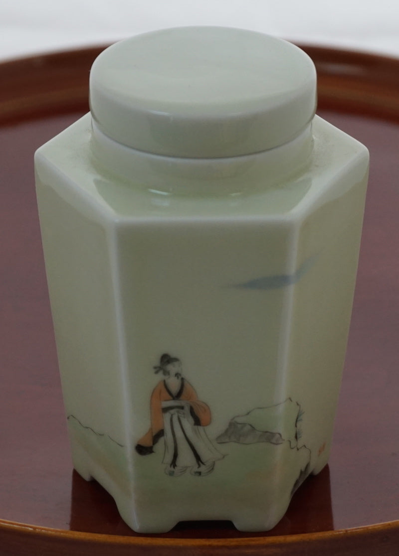 Hexagonal Porcelain Tea Caddie